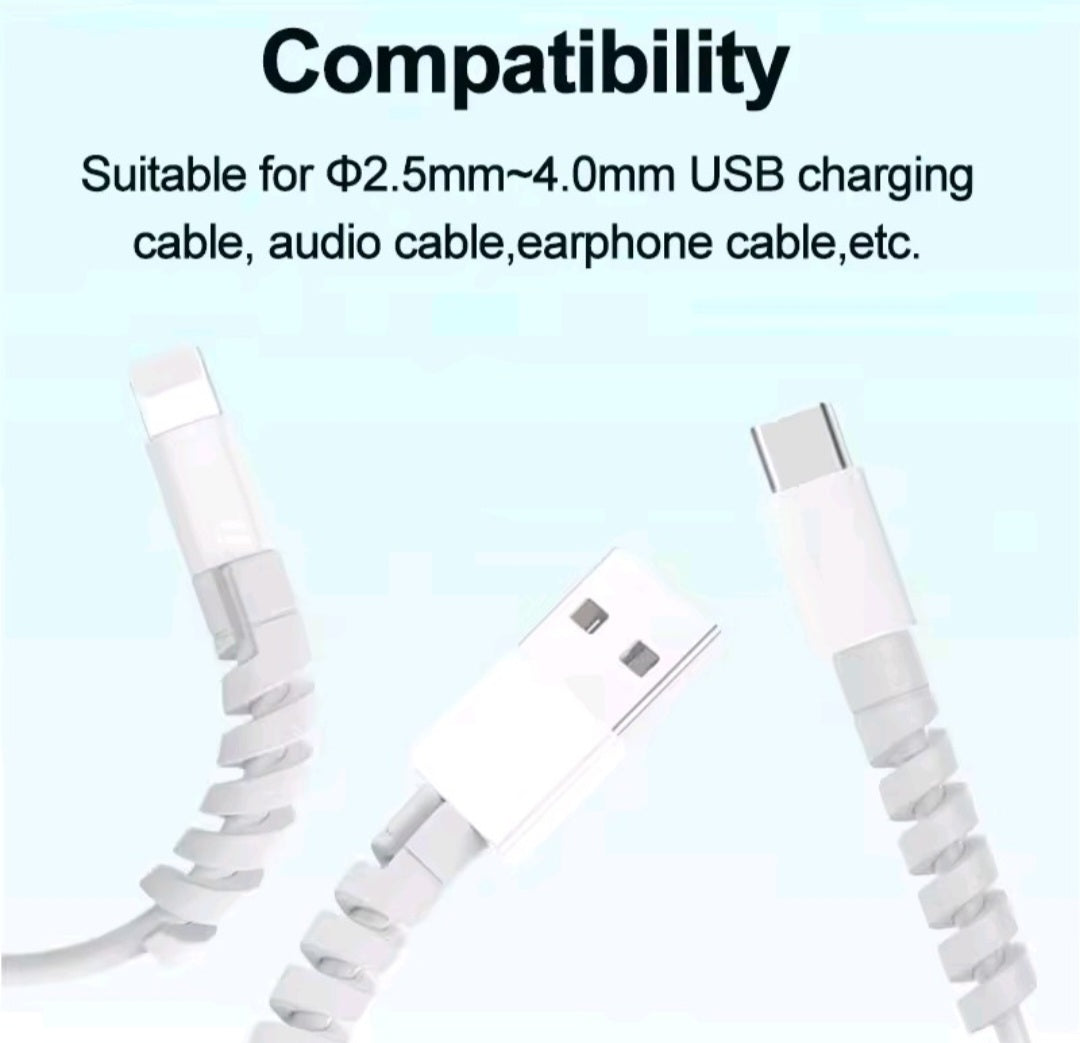 10pcs Cable Protector Silicone Charge Cable Spiral Winder Wire End Cord Savers Cover For Phone USB Charger Cable Accessories