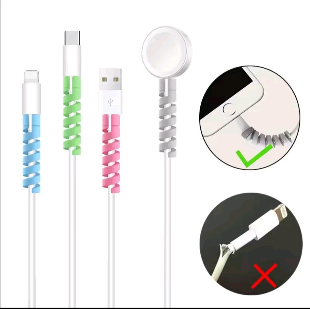 10pcs Cable Protector Silicone Charge Cable Spiral Winder Wire End Cord Savers Cover For Phone USB Charger Cable Accessories
